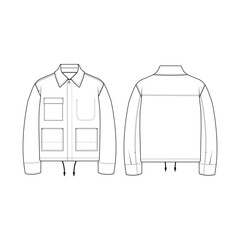Men's Jacket flat sketch vector 