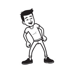 Handsome Man Black and White Illustration Vector Image Male Portrait Fashion Sketch Line Art Design