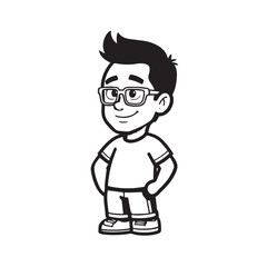 Handsome Man Black and White Illustration Vector Image Male Portrait Fashion Sketch Line Art Design