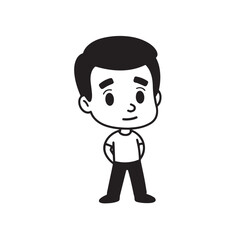 Handsome Man Black and White Illustration Vector Image Male Portrait Fashion Sketch Line Art Design