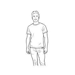 Handsome Man Black and White Illustration Vector Image Male Portrait Fashion Sketch Line Art Design