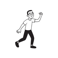 Handsome Man Black and White Illustration Vector Image Male Portrait Fashion Sketch Line Art Design