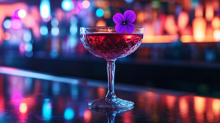 Cocktail Crystal Glass Elegant With Garnished Coupe