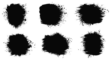 six black ink blots arranged neatly in two rows