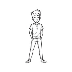 Handsome Man Black and White Illustration Vector Image Male Portrait Fashion Sketch Line Art Design