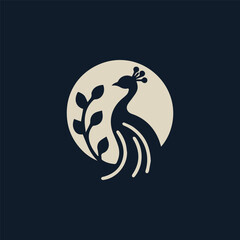 Minimalist peacock logo