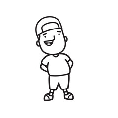 Handsome Man Black and White Illustration Vector Image Male Portrait Fashion Sketch Line Art Design