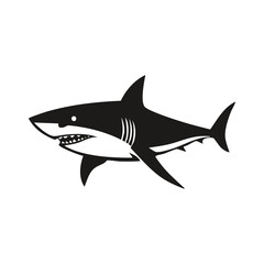 Obraz premium Shark Animal Vector Logo in Minimalist Black and White, Simple Design Ideal for Wildlife Branding and Nature Illustration 