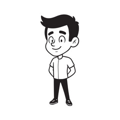 Handsome Man Black and White Illustration Vector Image Male Portrait Fashion Sketch Line Art Design