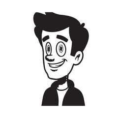 Handsome Man Black and White Illustration Vector Image Male Portrait Fashion Sketch Line Art Design