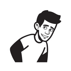 Handsome Man Black and White Illustration Vector Image Male Portrait Fashion Sketch Line Art Design