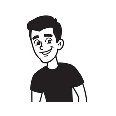 Handsome Man Black and White Illustration Vector Image Male Portrait Fashion Sketch Line Art Design