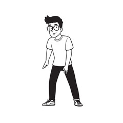 Handsome Man Black and White Illustration Vector Image Male Portrait Fashion Sketch Line Art Design
