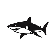 Naklejka premium Shark Fish Animal Vector Logo in Black and White, Minimalist and Simple Design, Perfect for Wildlife Branding, Nature Illustration, and Unique Animal Identity 