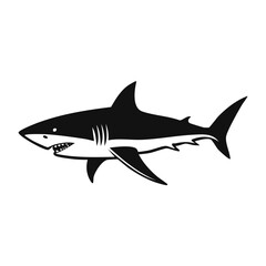 Shark Fish Animal Vector Logo in Black and White, Minimalist and Simple Design, Perfect for Wildlife Branding, Nature Illustration, and Unique Animal Identity
