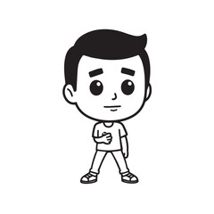 Handsome Man Black and White Illustration Vector Image Male Portrait Fashion Sketch Line Art Design