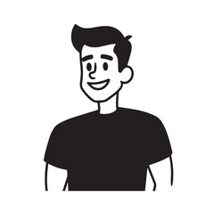 Handsome Man Black and White Illustration Vector Image Male Portrait Fashion Sketch Line Art Design