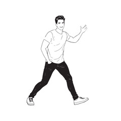 Handsome Man Black and White Illustration Vector Image Male Portrait Fashion Sketch Line Art Design