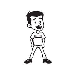 Handsome Man Black and White Illustration Vector Image Male Portrait Fashion Sketch Line Art Design