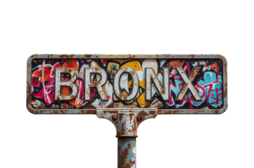 Bronx street sign, graffiti, urban decay, city backdrop, travel