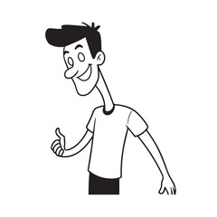 Handsome Man Black and White Illustration Vector Image Male Portrait Fashion Sketch Line Art Design