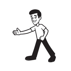 Handsome Man Black and White Illustration Vector Image Male Portrait Fashion Sketch Line Art Design