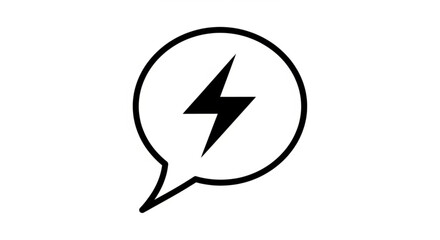 Lightning bolt in speech bubble icon vector illustration for quick message or fast energy symbol design concept