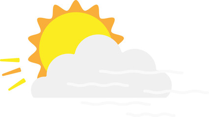 Weather Forecast Flat Icons-Hand Drawn Illustration of Sun and fog