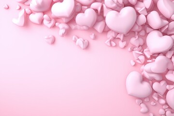 Pink background with a pile of pink hearts