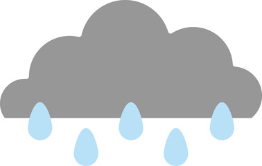 Weather Forecast Flat Icons-Rainy Clouds with Droplets