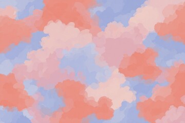 Abstract pastel cloudscape; soft, blended pinks, corals & blues