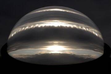 Crystal sphere reflecting a sunset sky