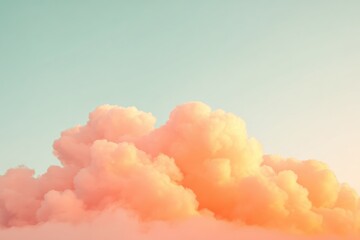 Peach-hued clouds dominate a pastel sky
