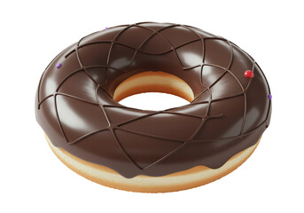 Isolated doughnut with chocolate frosting and sprinkles, tasty sweet snack bakery item