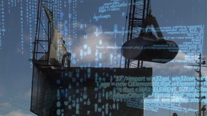 Animation of data processing over construction site - Powered by Adobe