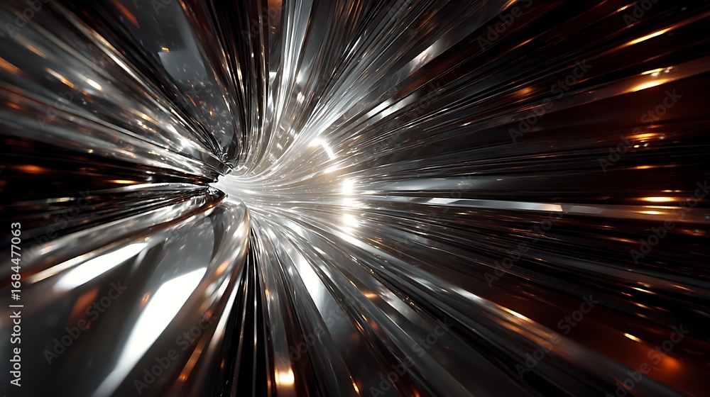 Poster futuristic tunnel with light streaks, creating a sense of speed and motion, ideal for science fictio