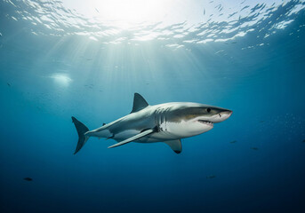 Fototapeta premium A shark swimming in the sea