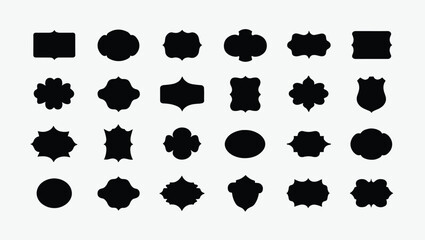 Collection of Decorative Vintage Label Silhouettes.
