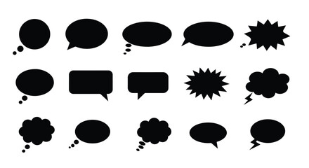 Collection of Diverse Black Speech Bubbles.