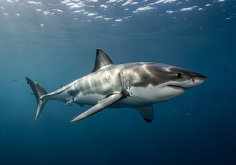 Naklejka premium A shark swimming in the sea