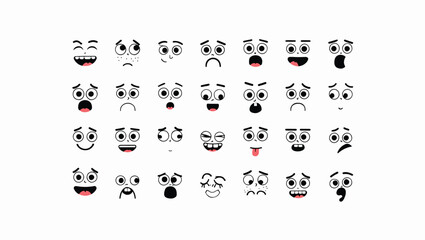 Diverse Cartoon Faces Expressing Various Emotions 2.