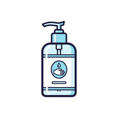 Stylized depiction of hand sanitizer promoting hygiene and health awareness during pandemics