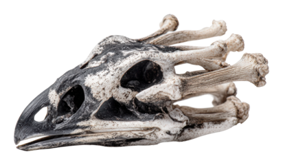 Mystical bird skull artifact natural history museum isolated on transparent background