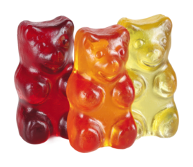 Colorful gummy bears candy store product bright isolated on transparent background