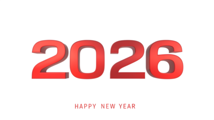 Bold red year twenty six celebration isolated on a transparent background 2026 happy new year