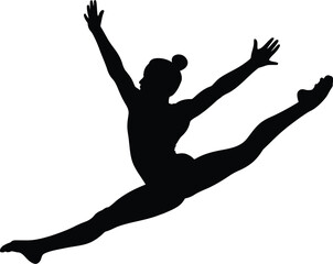 Fototapeta premium Gymnast performing split leap silhouette athletic