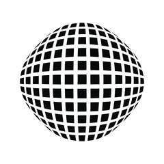 Abstract sphere with black squares against a white background geometrical mosaic and 3d rendering for modern design and technology concepts