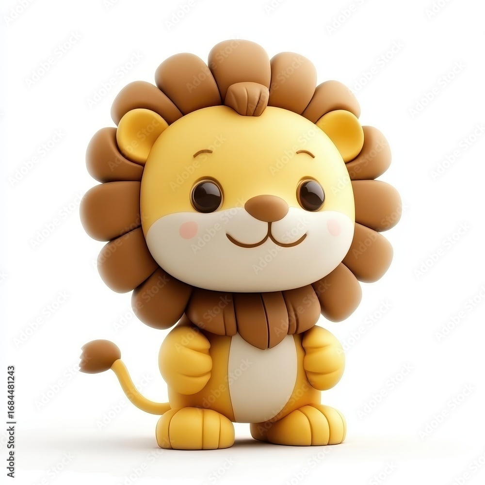 Poster 3d render of a cartoon lion character with detailed texture and expressive features