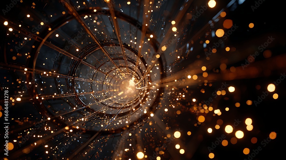 Poster abstract sparks of light create a mesmerizing and dynamic pattern against a dark background, adding 
