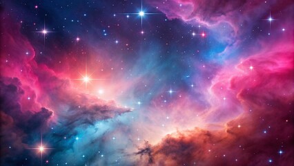 Obraz premium Vibrant Colorful Nebula in Deep Space with Twinkling Stars galaxy cosmos